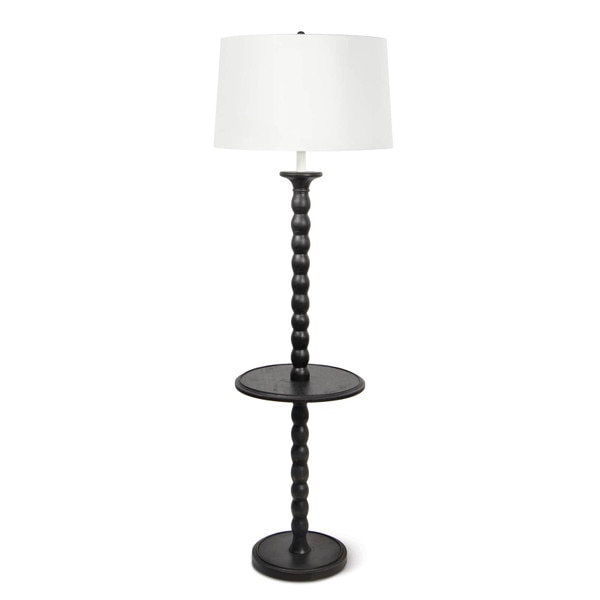 Ebony wood coastal lamp with white linen lamp shade